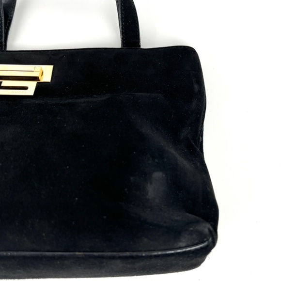 Authentic Vintage GUCCI Suede Black Mini Top Handle Satchel Bag - Picture 12 of 16